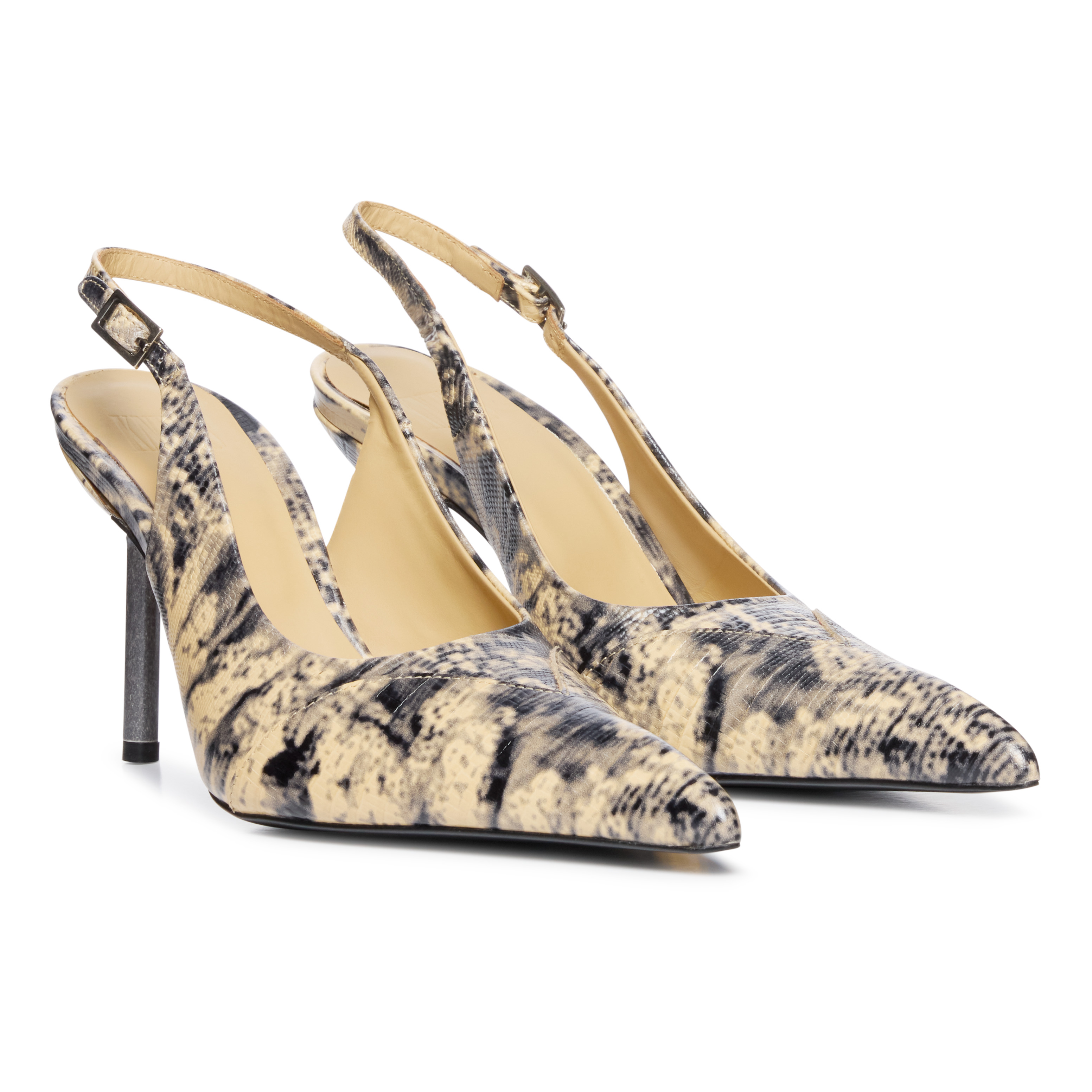 Carmine Lizard Embossed Leather Mules - 2