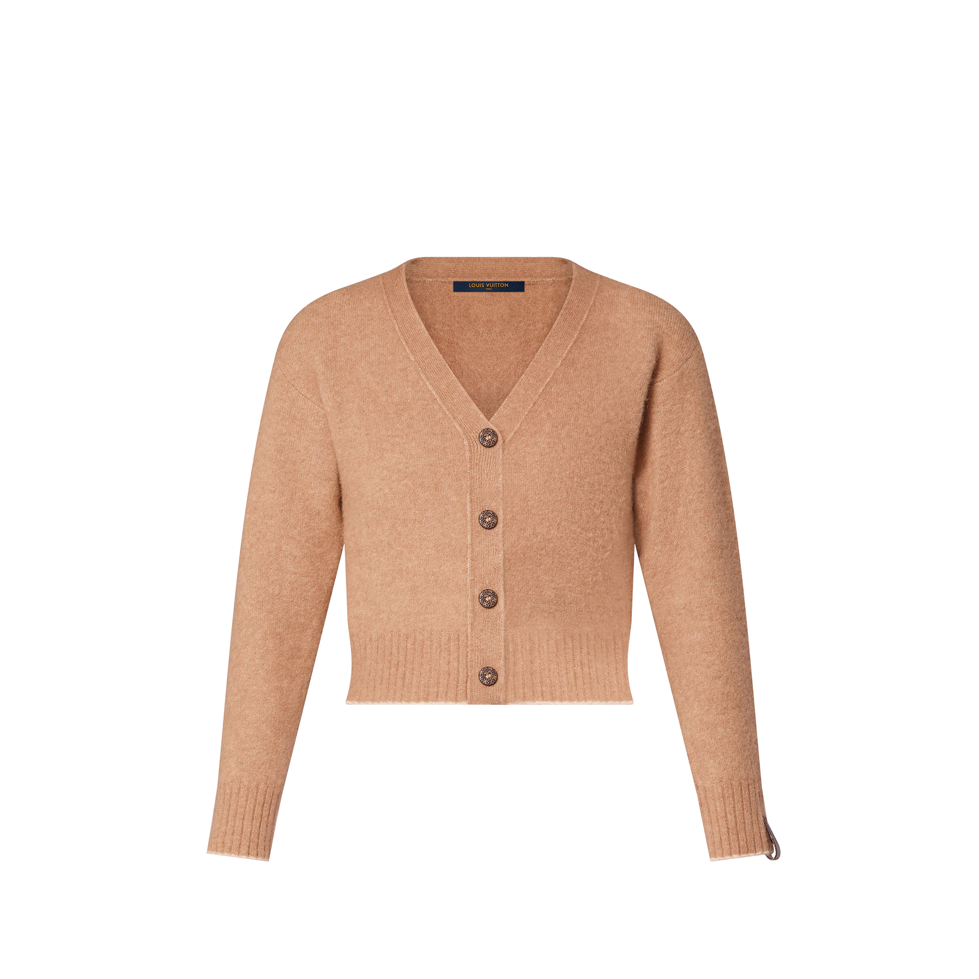 Cropped Camel Cardigan - 1