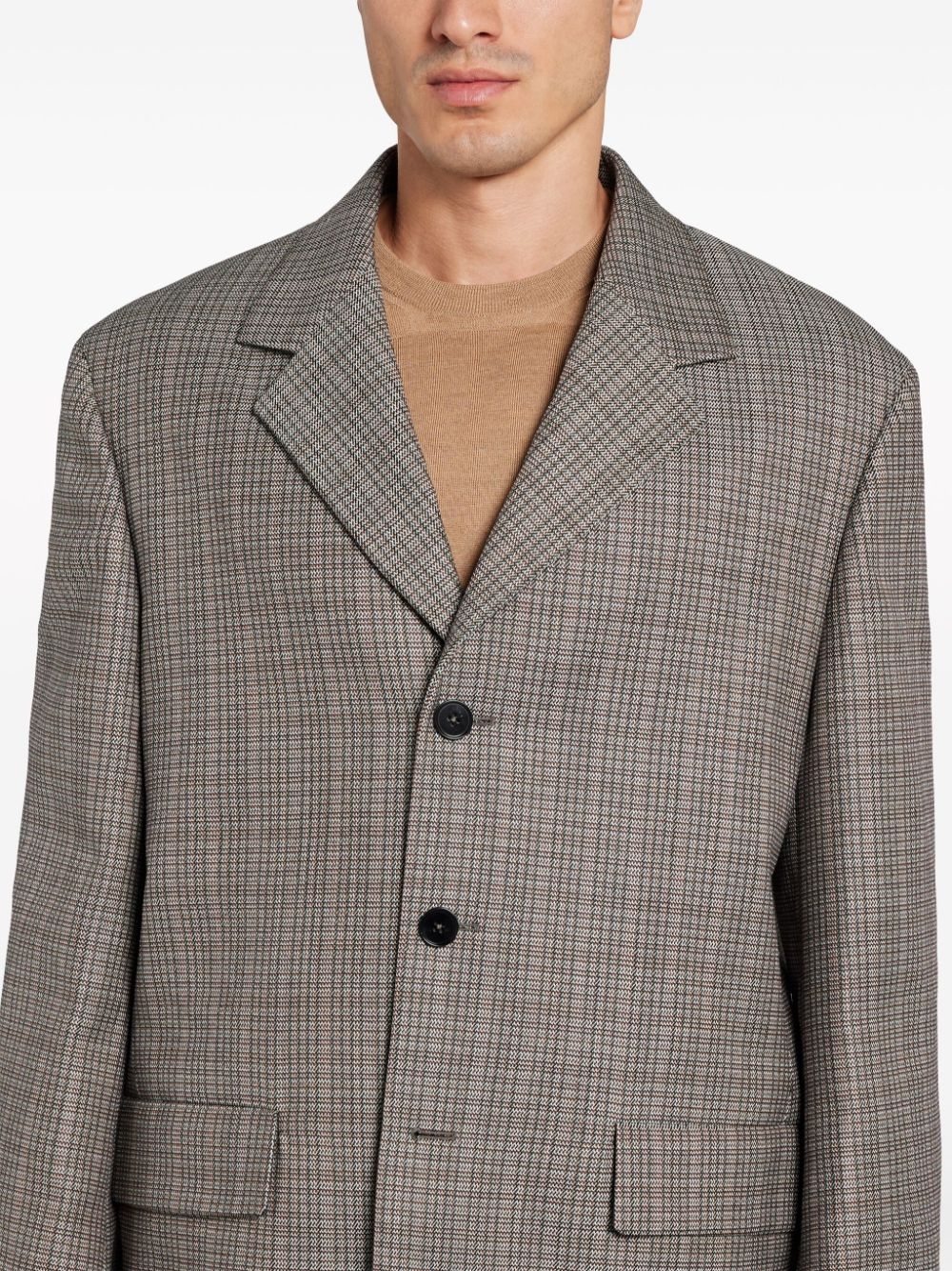 check-pattern single-breasted blazer - 5