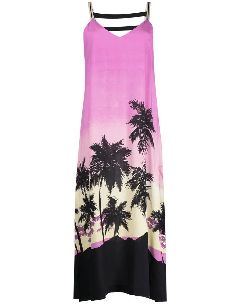 Palm Angels Sunset Print Midi Dress - 1