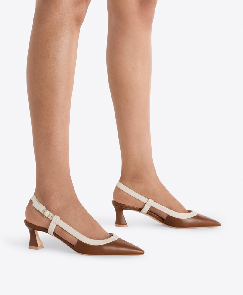 Tate 45 Brown Leather Heeled Slingbacks 5