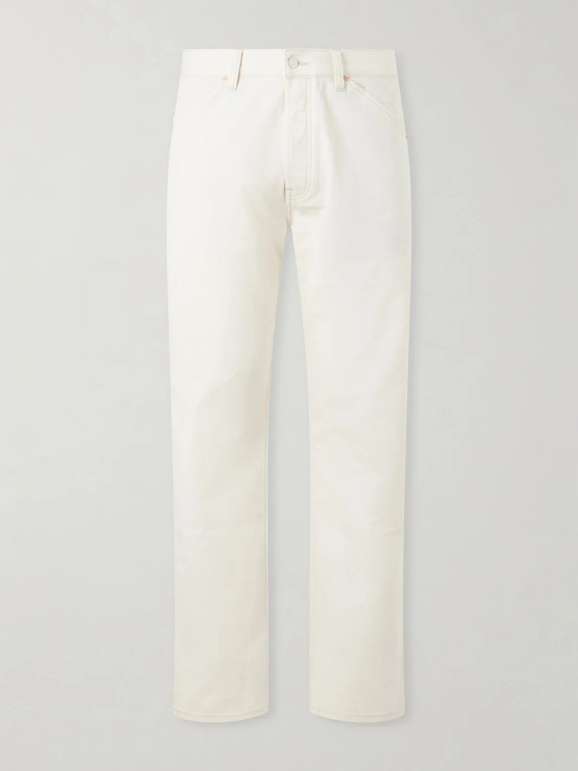 Straight-Leg Leather-Trimmed Jeans - 1