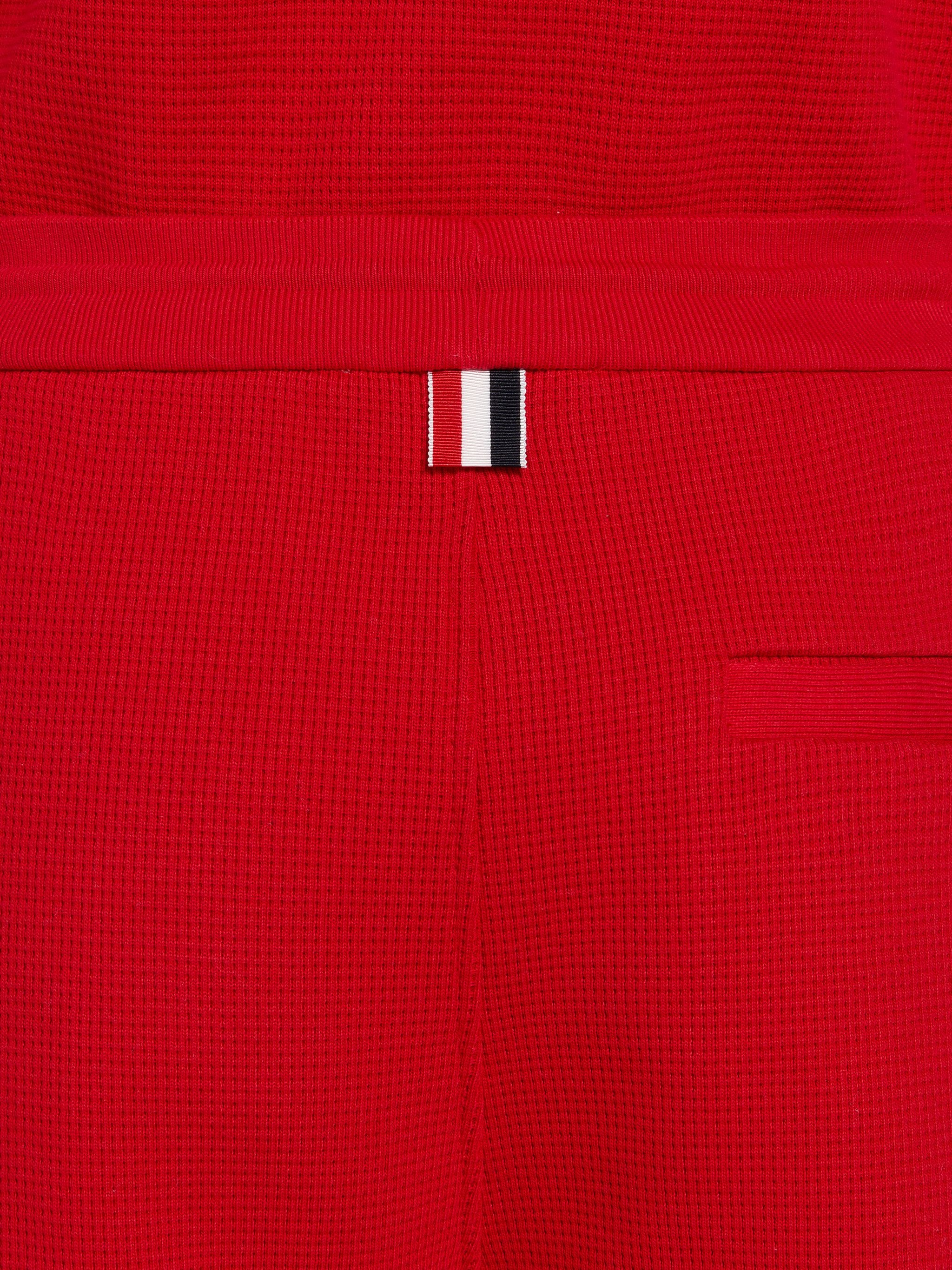 Red Compact Waffle 4-Bar Sweatshorts - 6