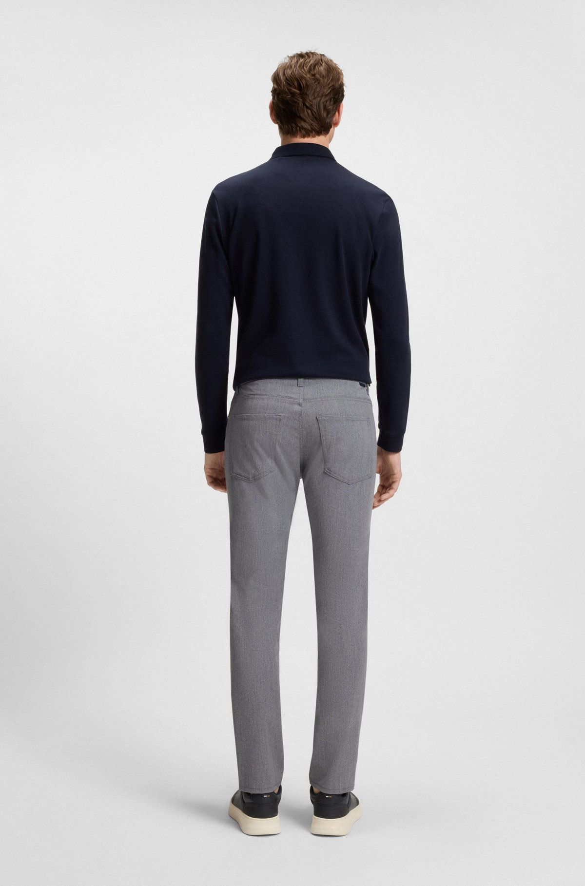 DELAWARE SLIM-FIT TROUSERS IN WRINKLE-RESISTANT DOBBY - 4