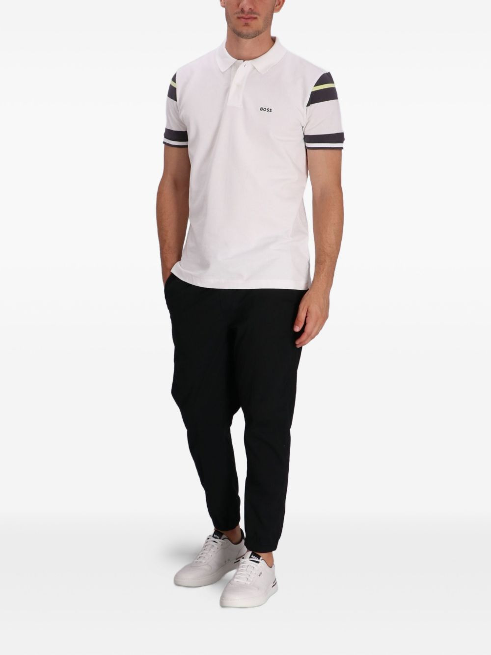 striped-panel polo shirt - 2