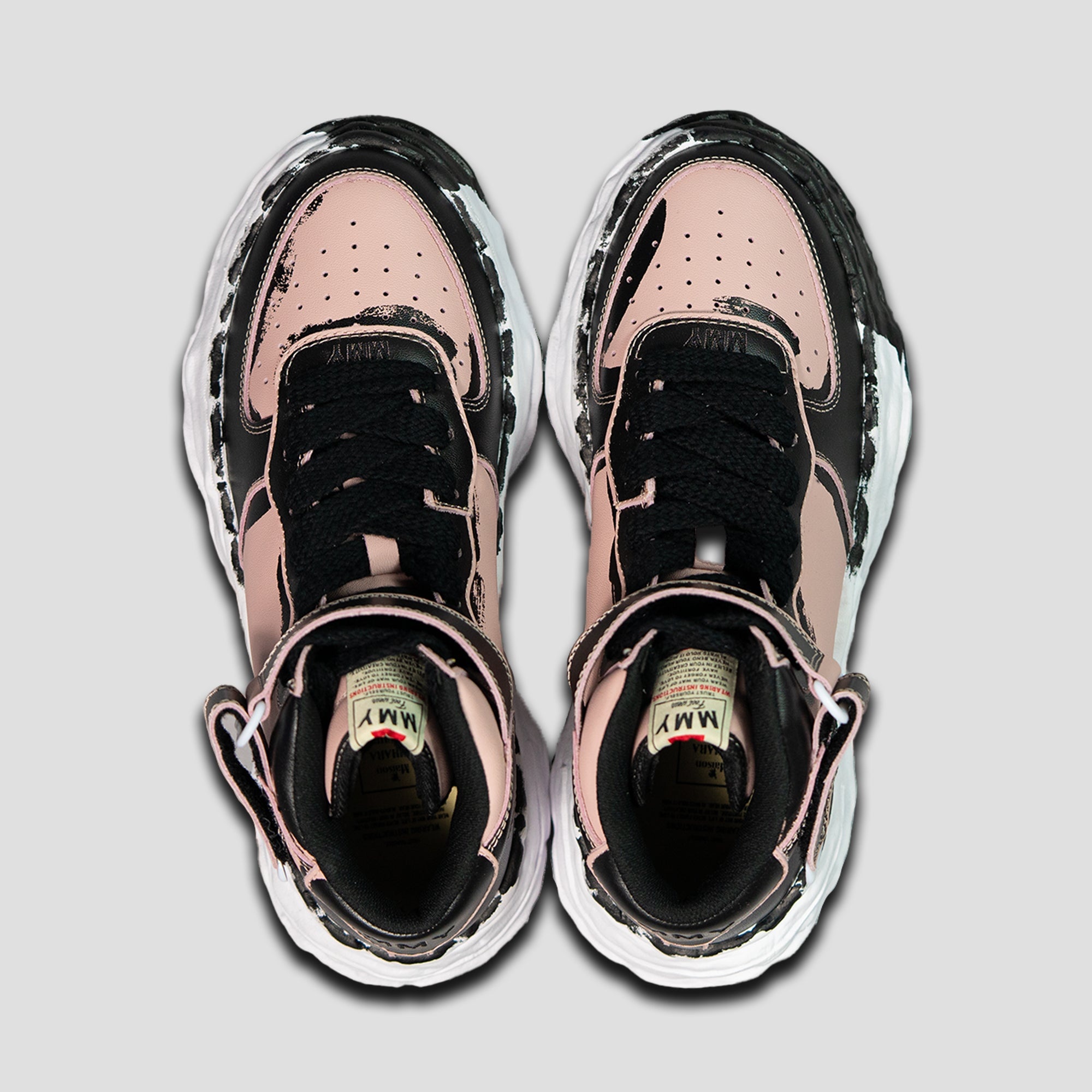 WAYNE OG SOLE MID-TOP PAINTED LEATHER SNEAKERS - 3