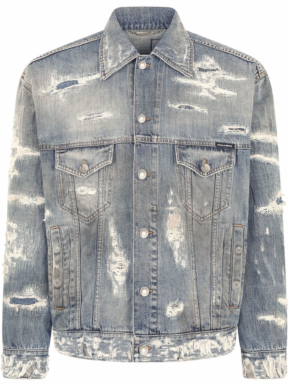 distressed denim jacket - 1