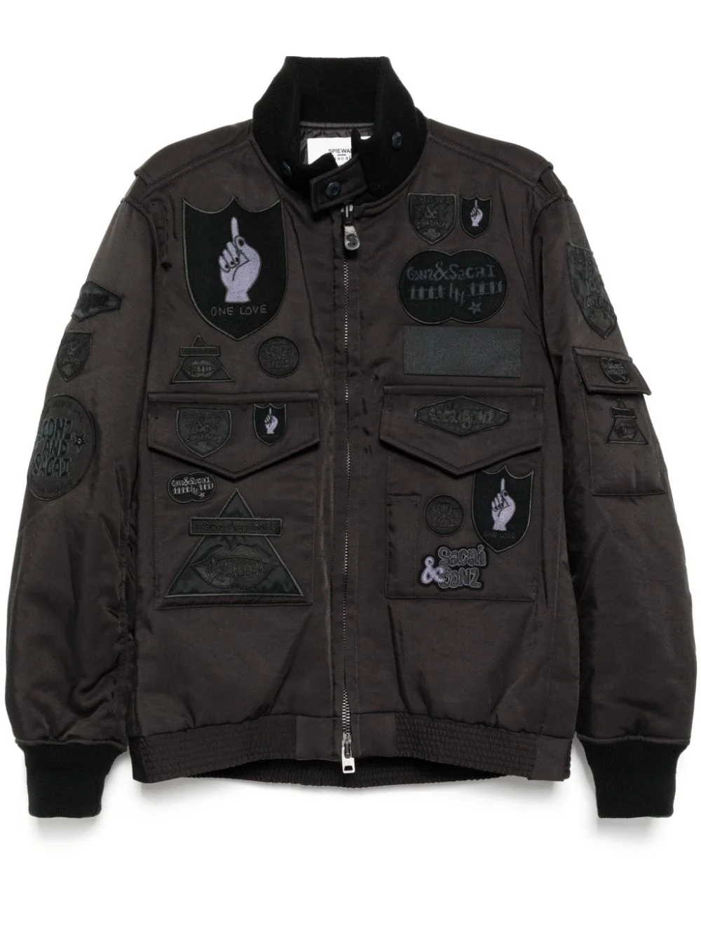 logo badge bomber jacket - 1
