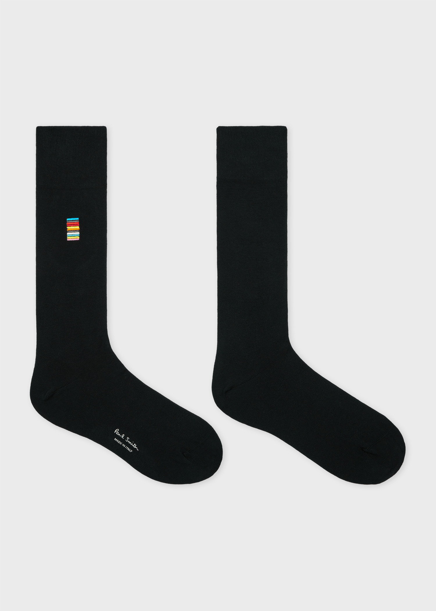 Black Embroidered 'Signature Stripe' Socks - 2