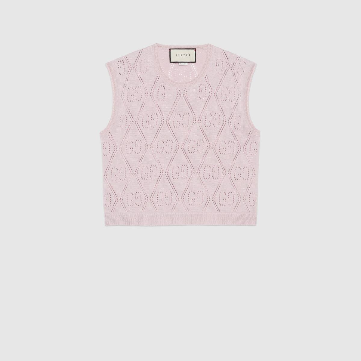 GG perforated knit wool crop vest - 1