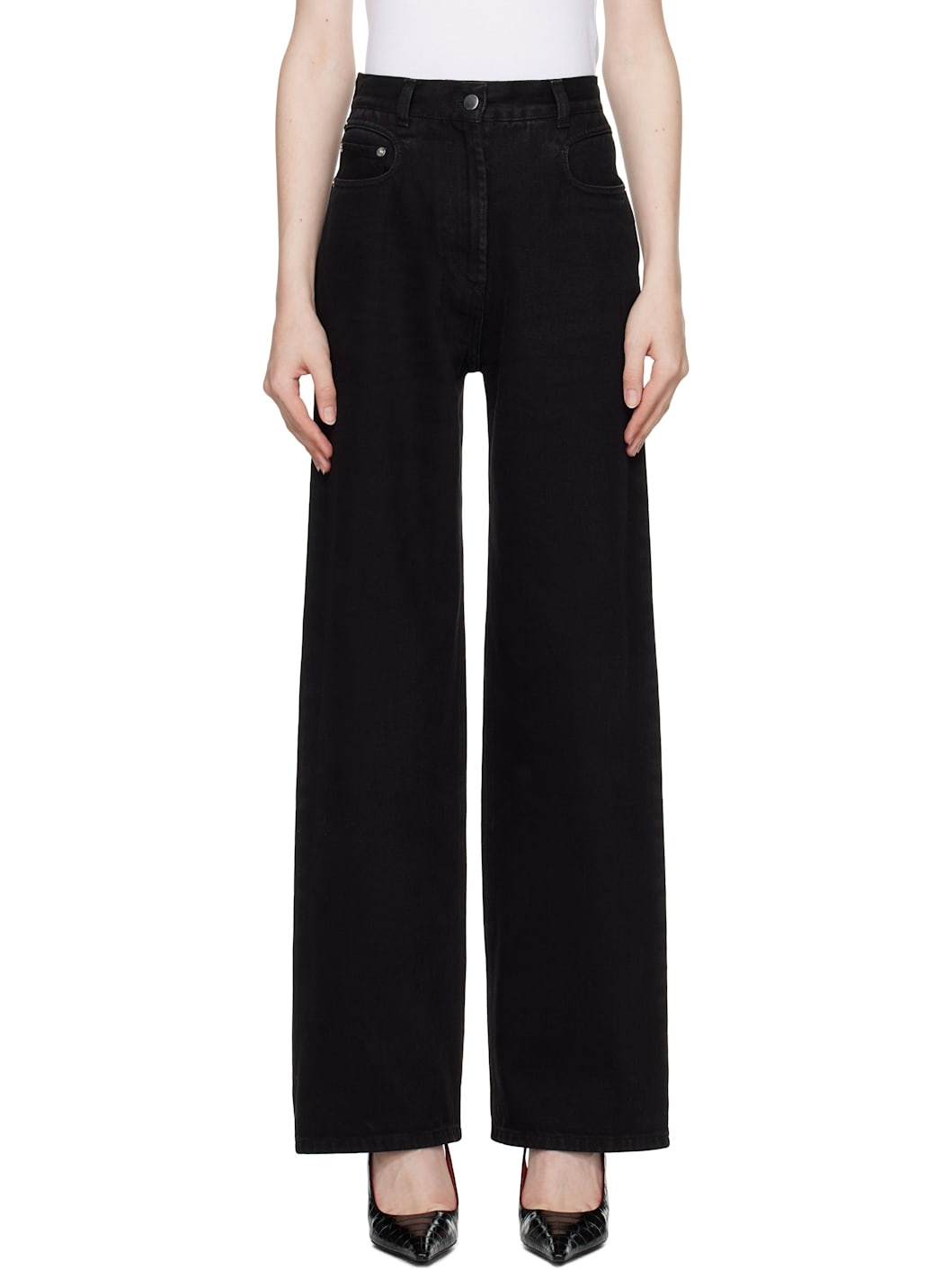 Black Elipse Wide Leg Jeans - 1