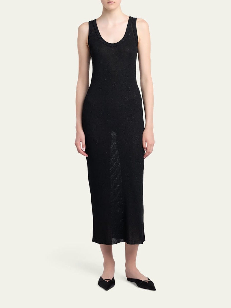 TOM FORD Paillette Ribbed Knit Scoop-Neck Midi Tank Dress outlook