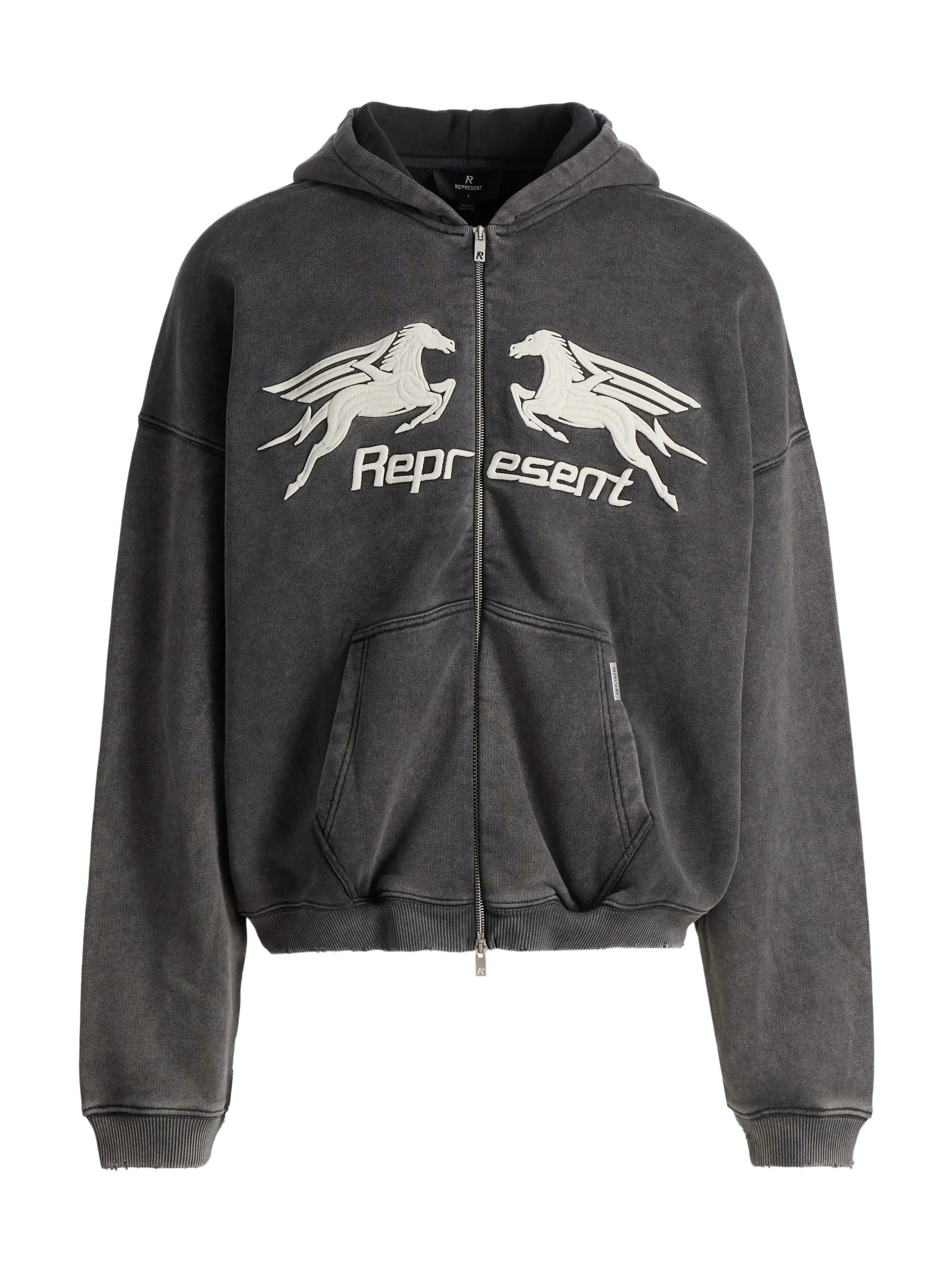 Men's Pegasus Cotton Zip-Front Hoodie - Vintage Grey - 1