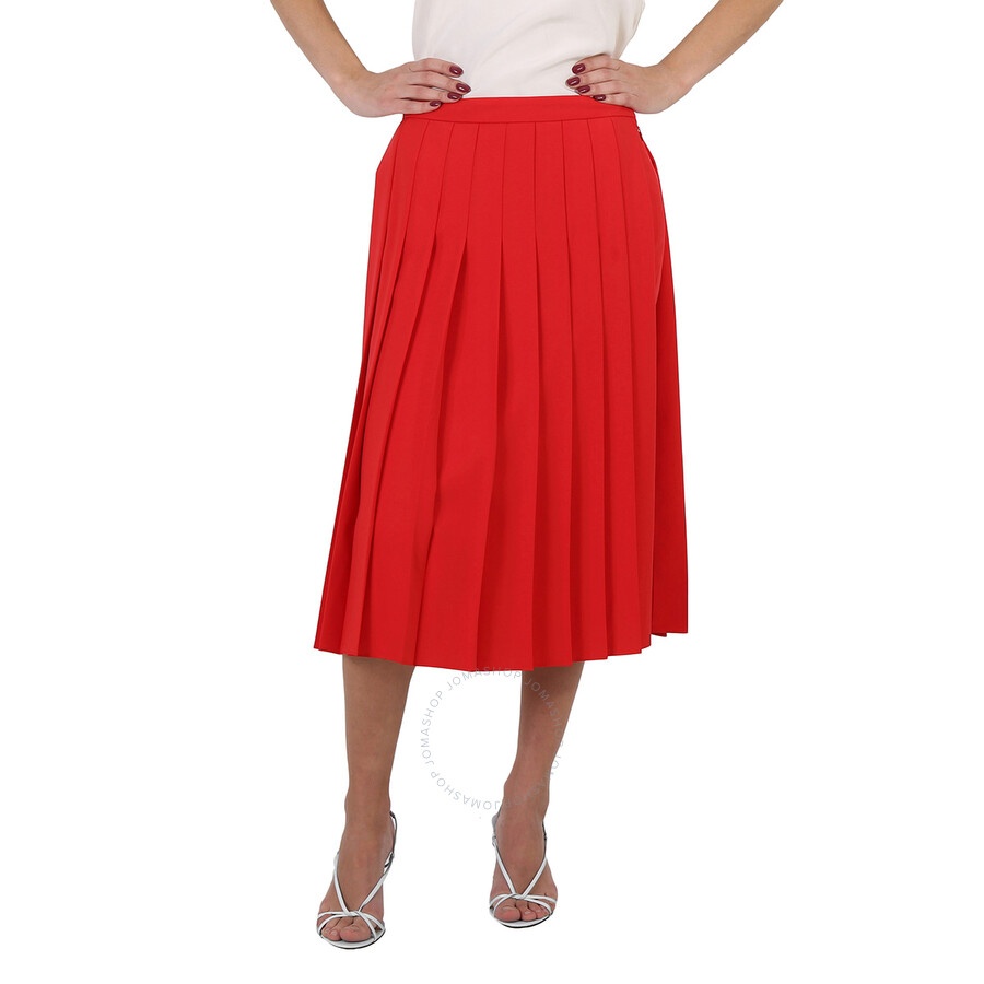 Burberry Ladies Cady Pleated Skirt In Bright Red - 1