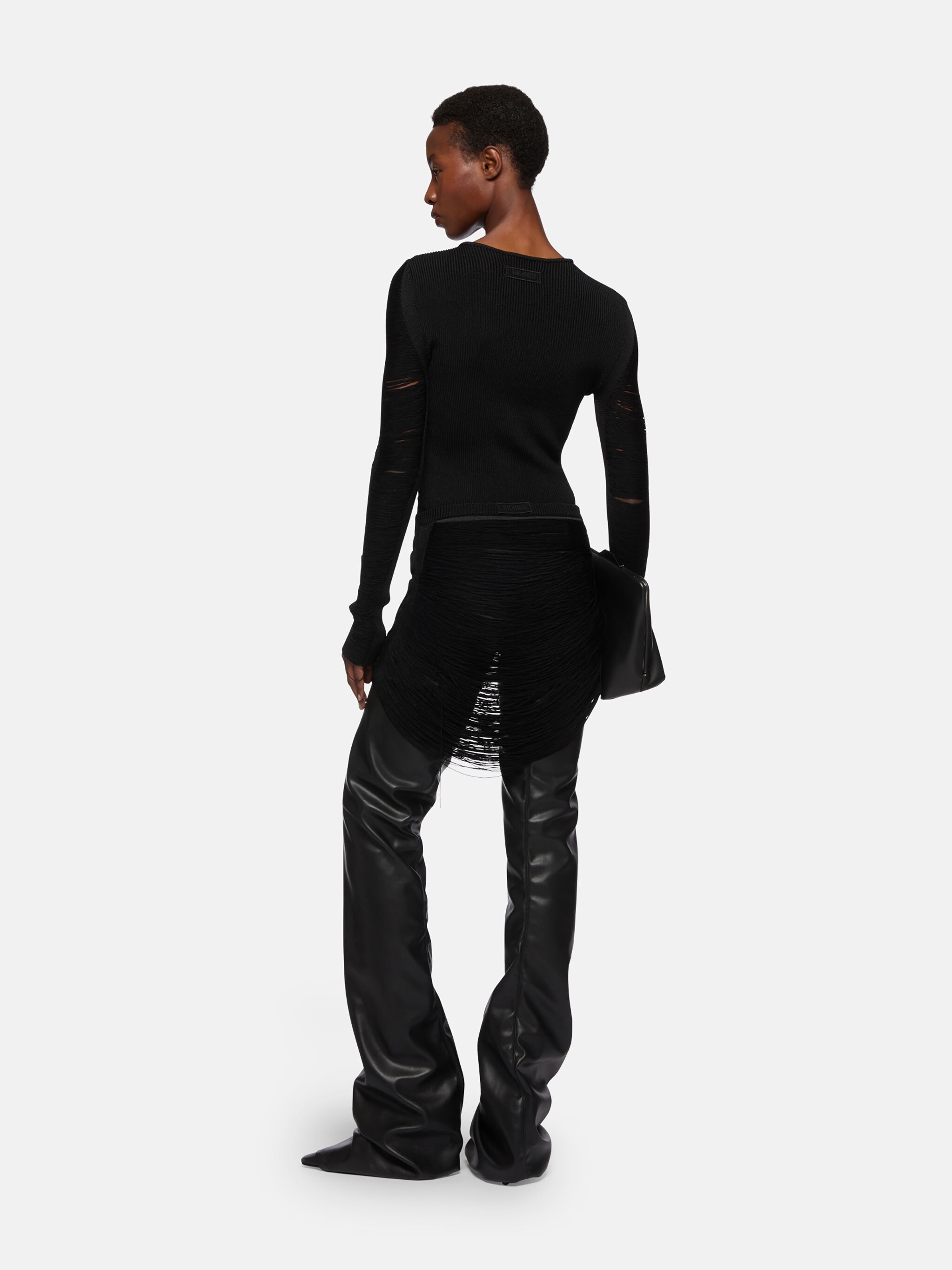 BLACK MIDI SKIRT - 3