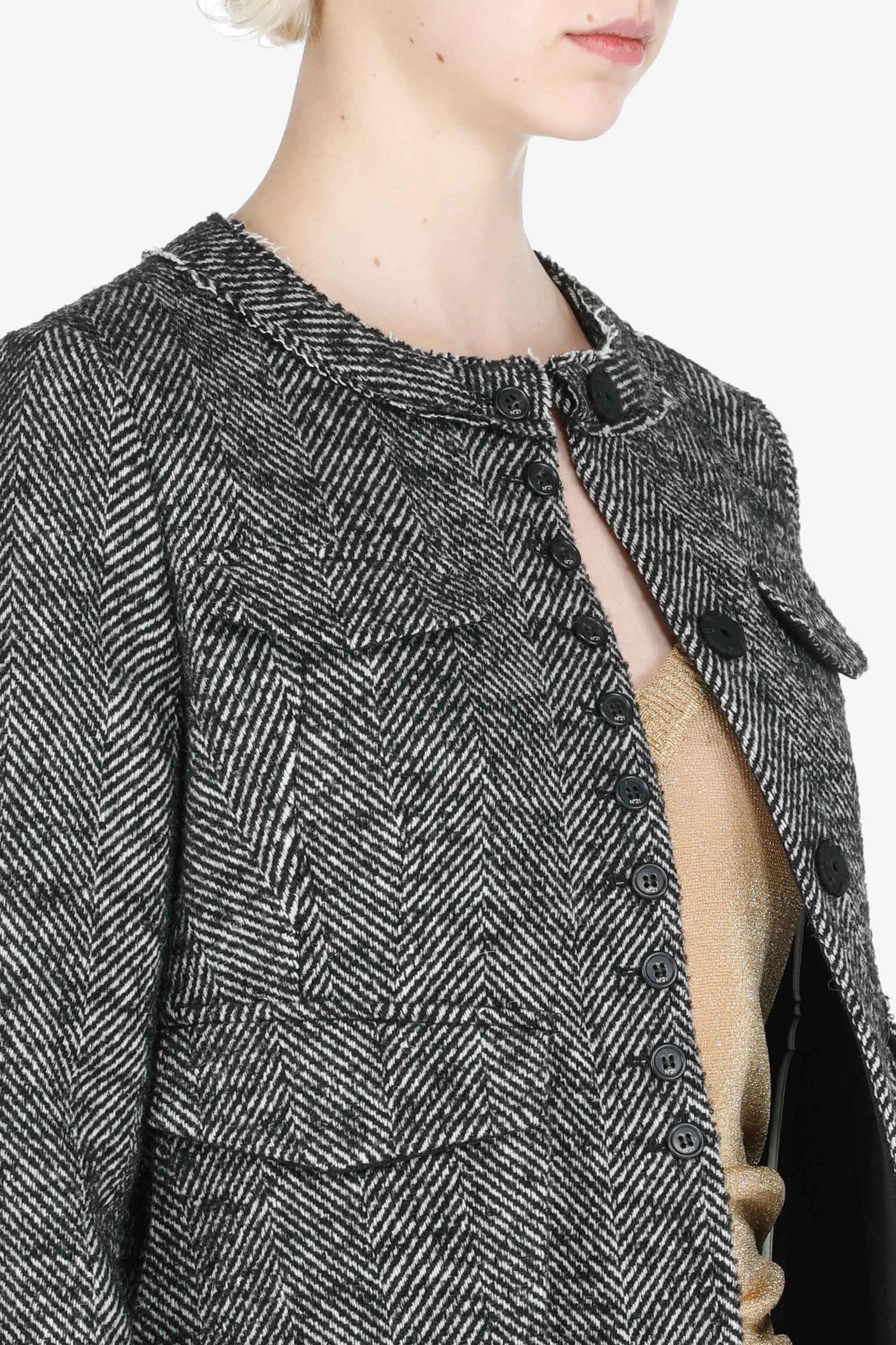 HERRINGBONE CROPPED JACKET - 5