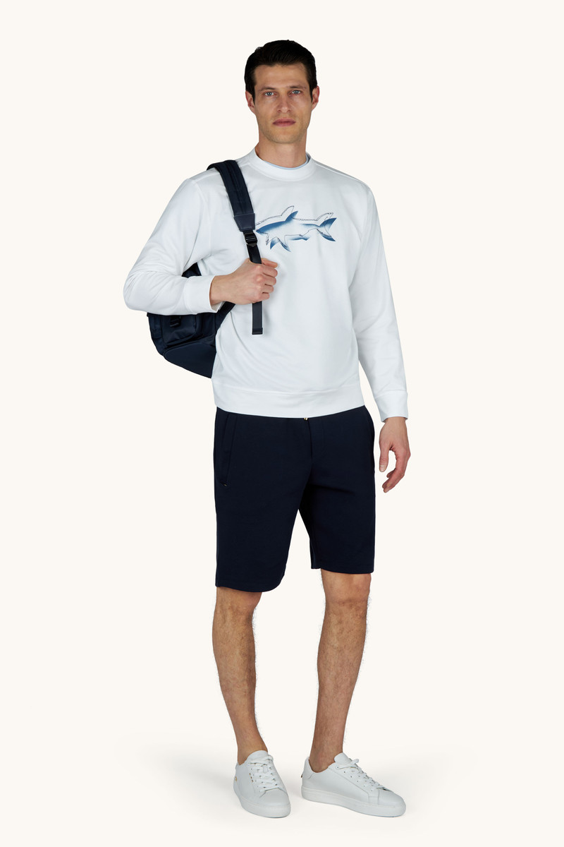 Paul & Shark SWEATSHIRT IN ACTIVE FLEECE COTTON WITH SHARK PRINT outlook
