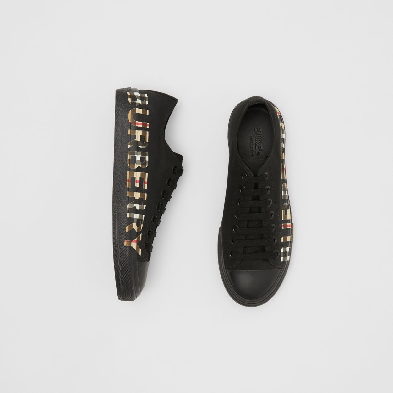 Vintage Check Logo Print Cotton Gabardine Sneakers - 6