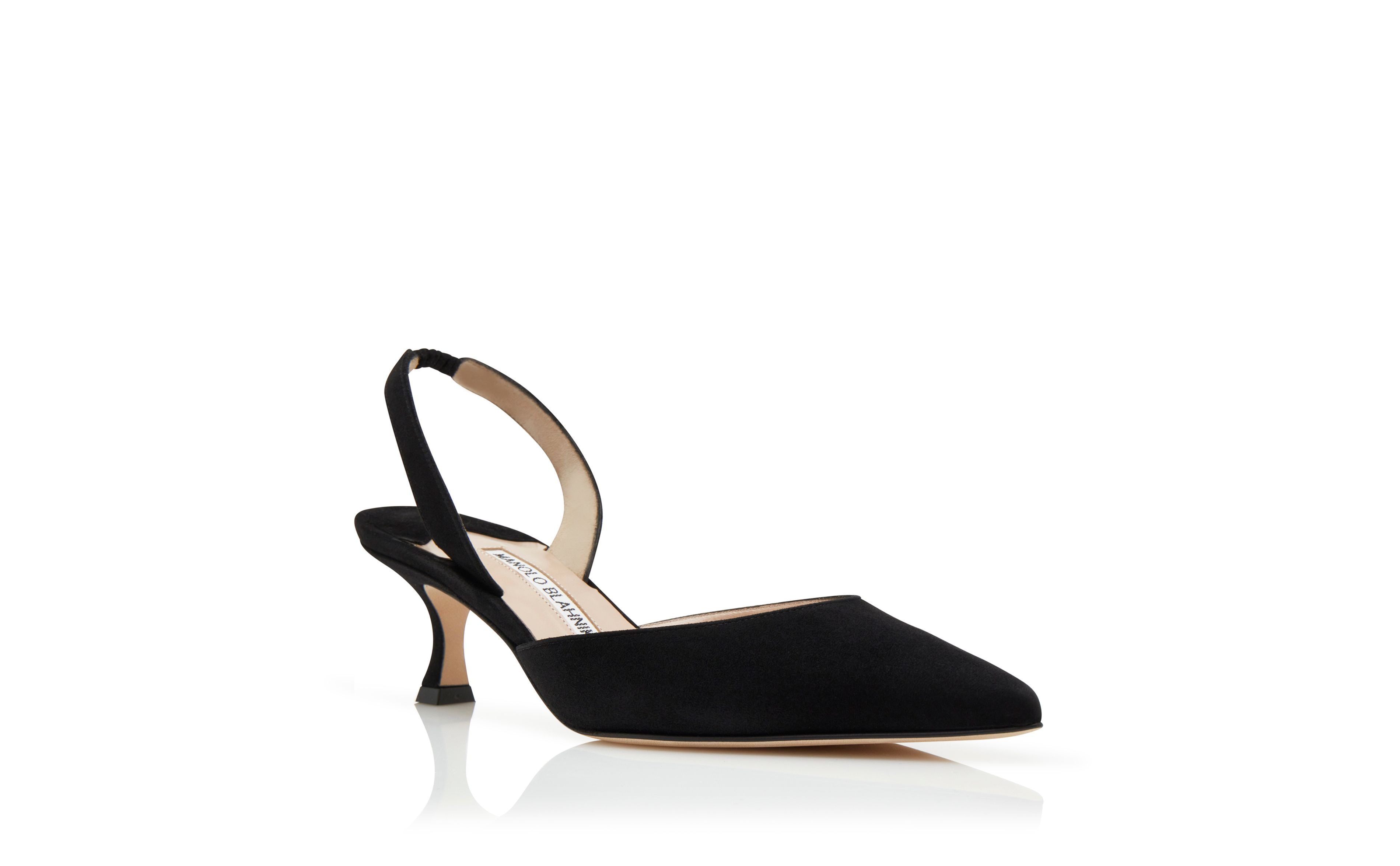 Black Suede Slingback Pumps - 3