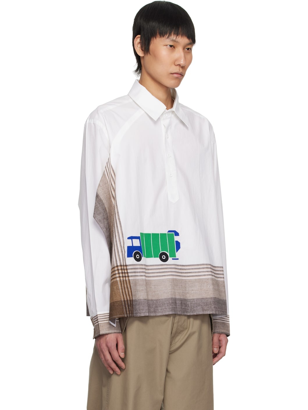 White Long Sleeve Handkerchief Shirt - 2