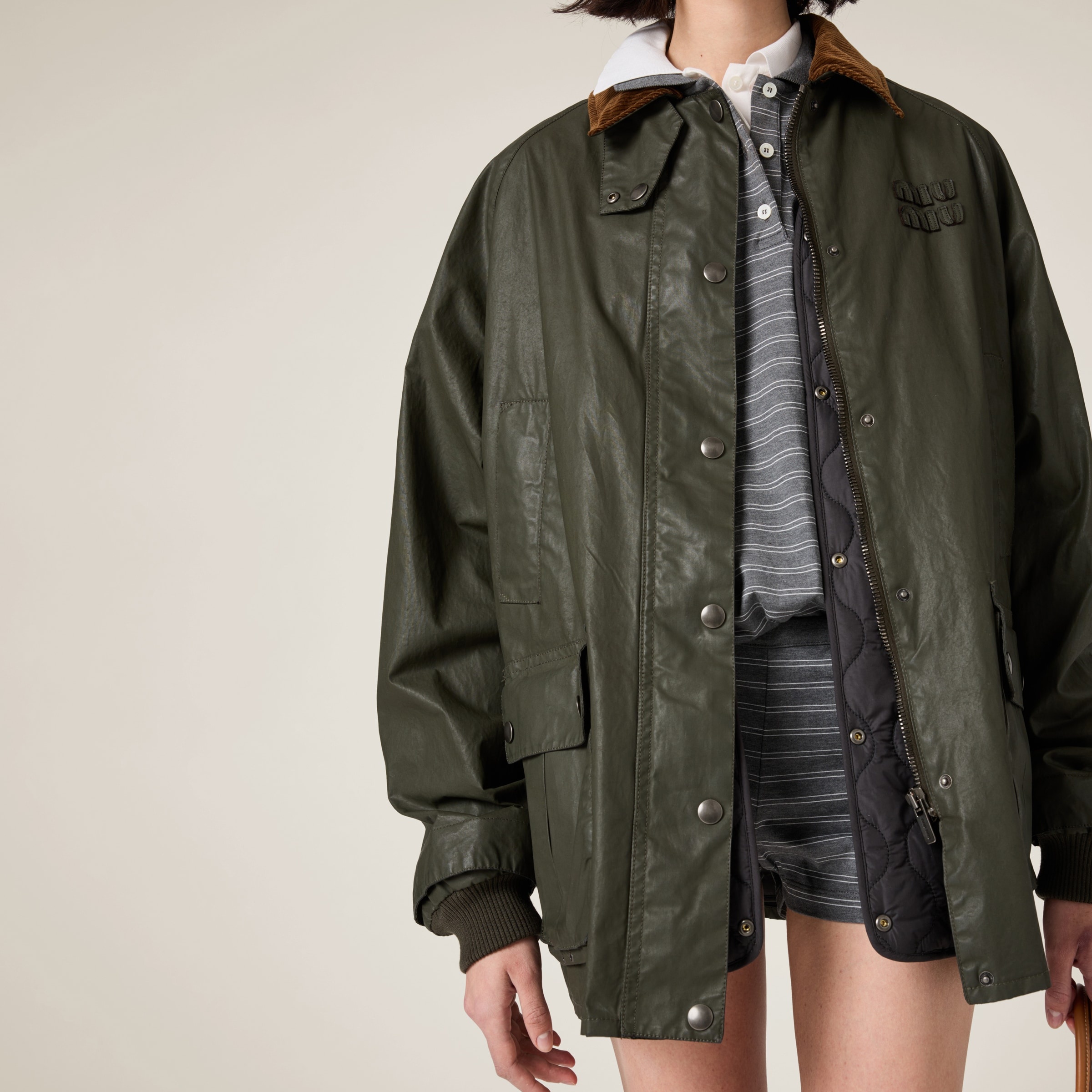 Resin-finish poplin caban jacket - 4