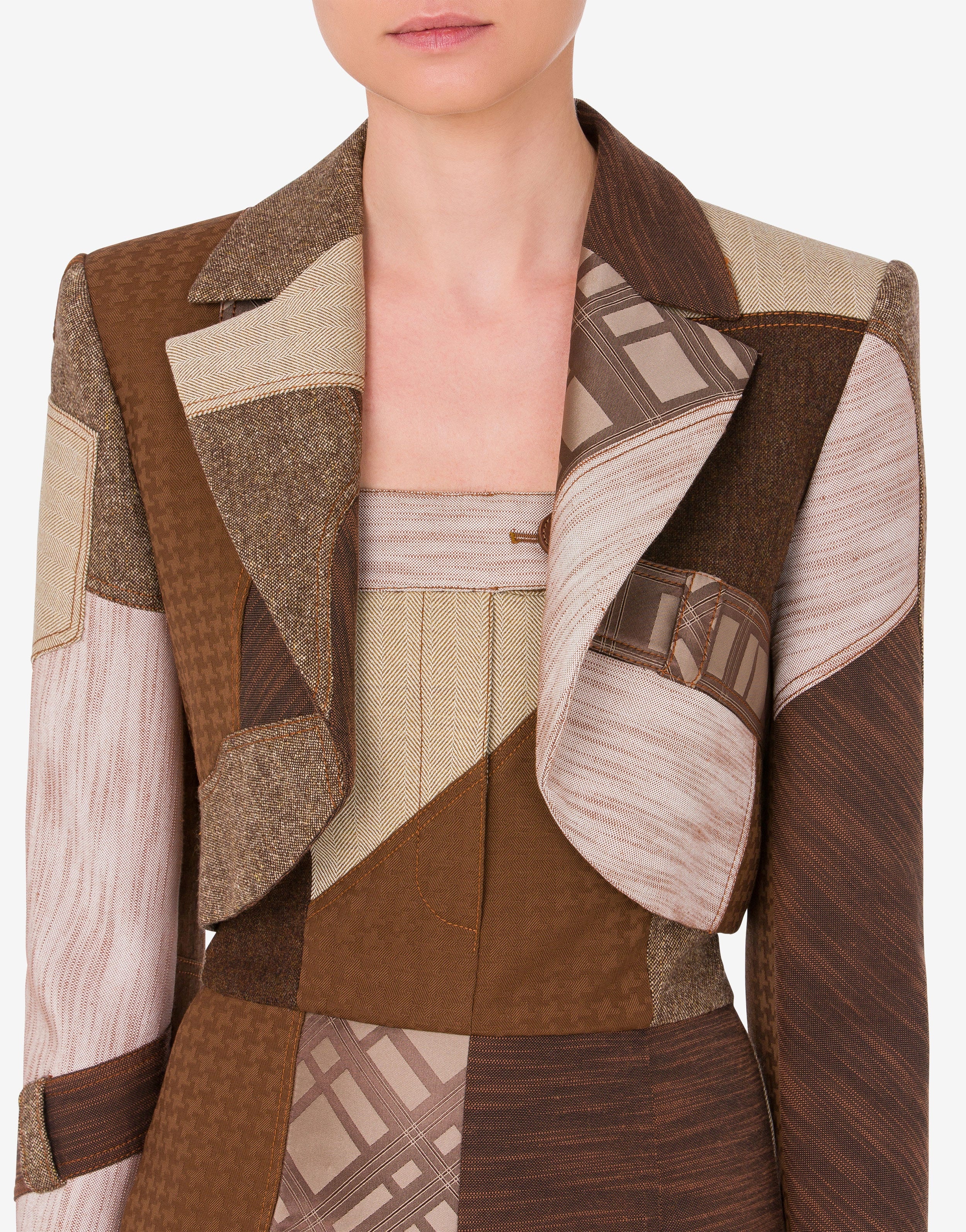 PATCHWORK WOOL BOLERO JACKET - 4