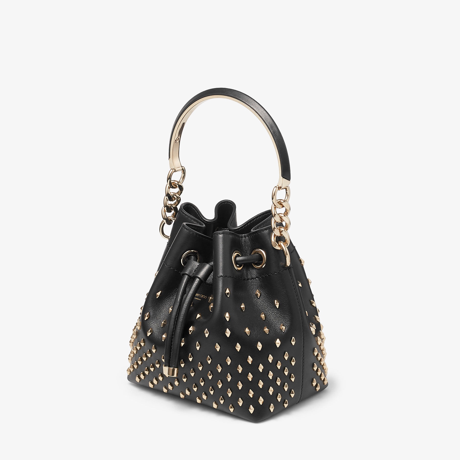 Bon Bon Bucket S
Black Smooth Calf Leather Bucket Bag with Studs - 2
