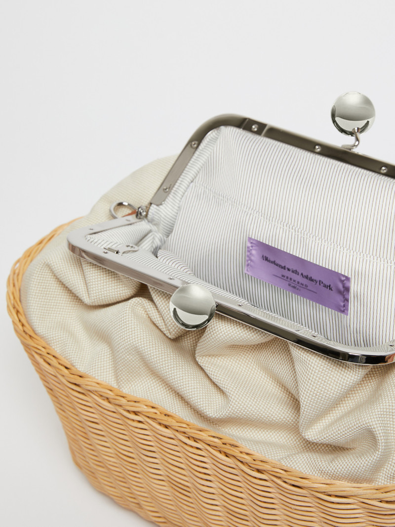 OBLO Medium Pasticcino Bag in canvas and rattan 6