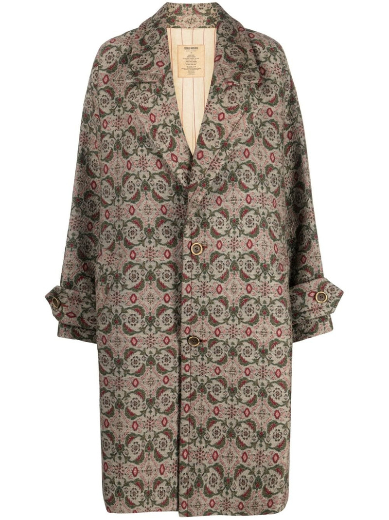 patterned-jacquard single-breasted coat 1