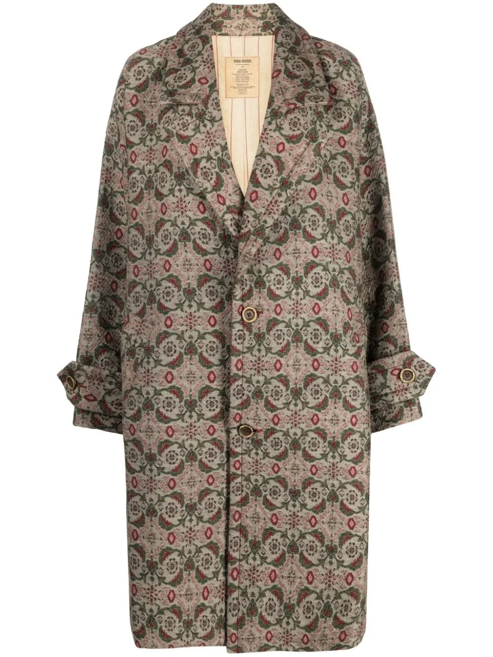patterned-jacquard single-breasted coat - 1