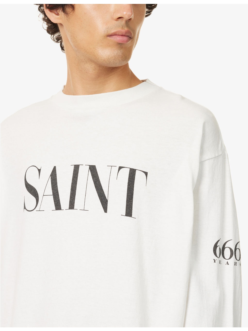 Text-Print Long-Sleeve Cotton T-Shirt - 5