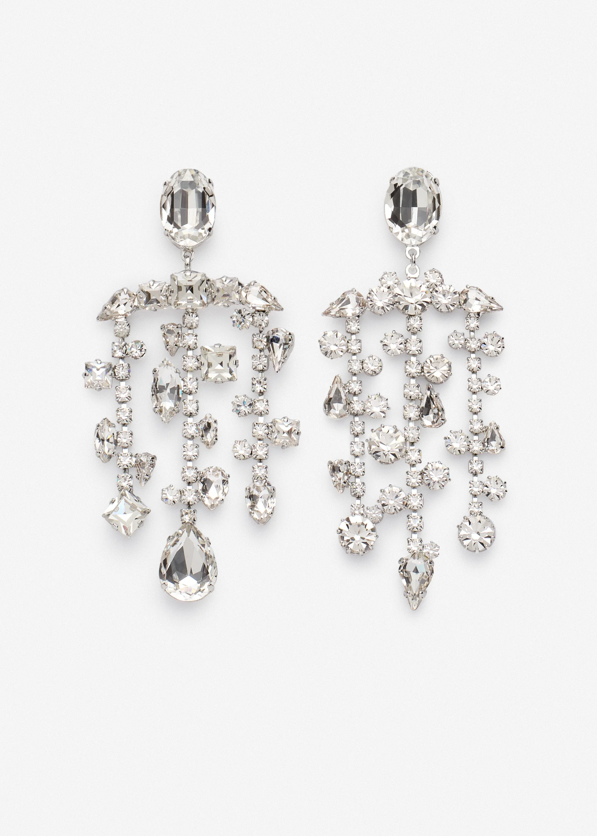 Crystal chandelier earrings in silver - 1