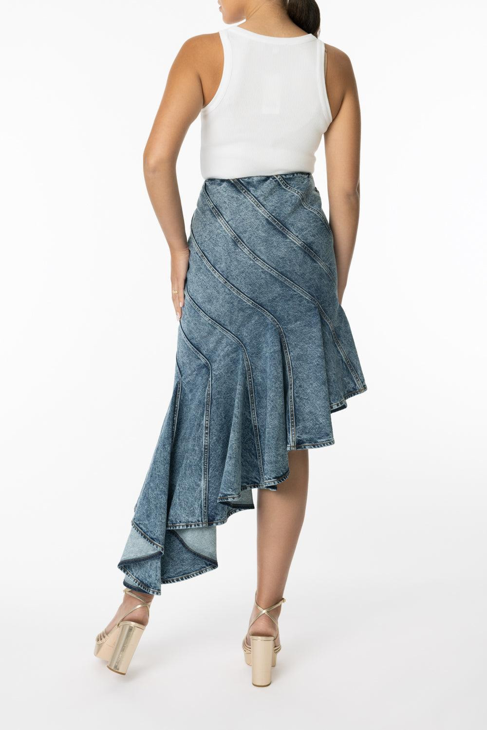 Denim Spiral Skirt - 4