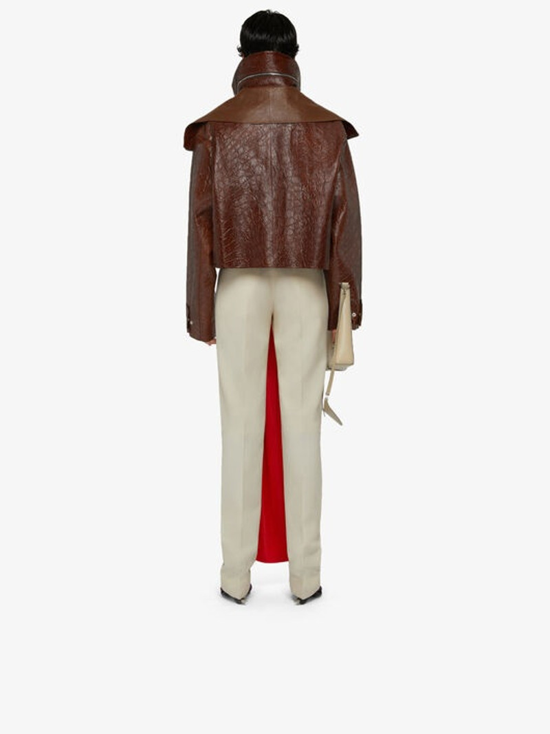 WINDBREAKER IN CROCODILE EFFECT LEATHER WITH ZIPS 4