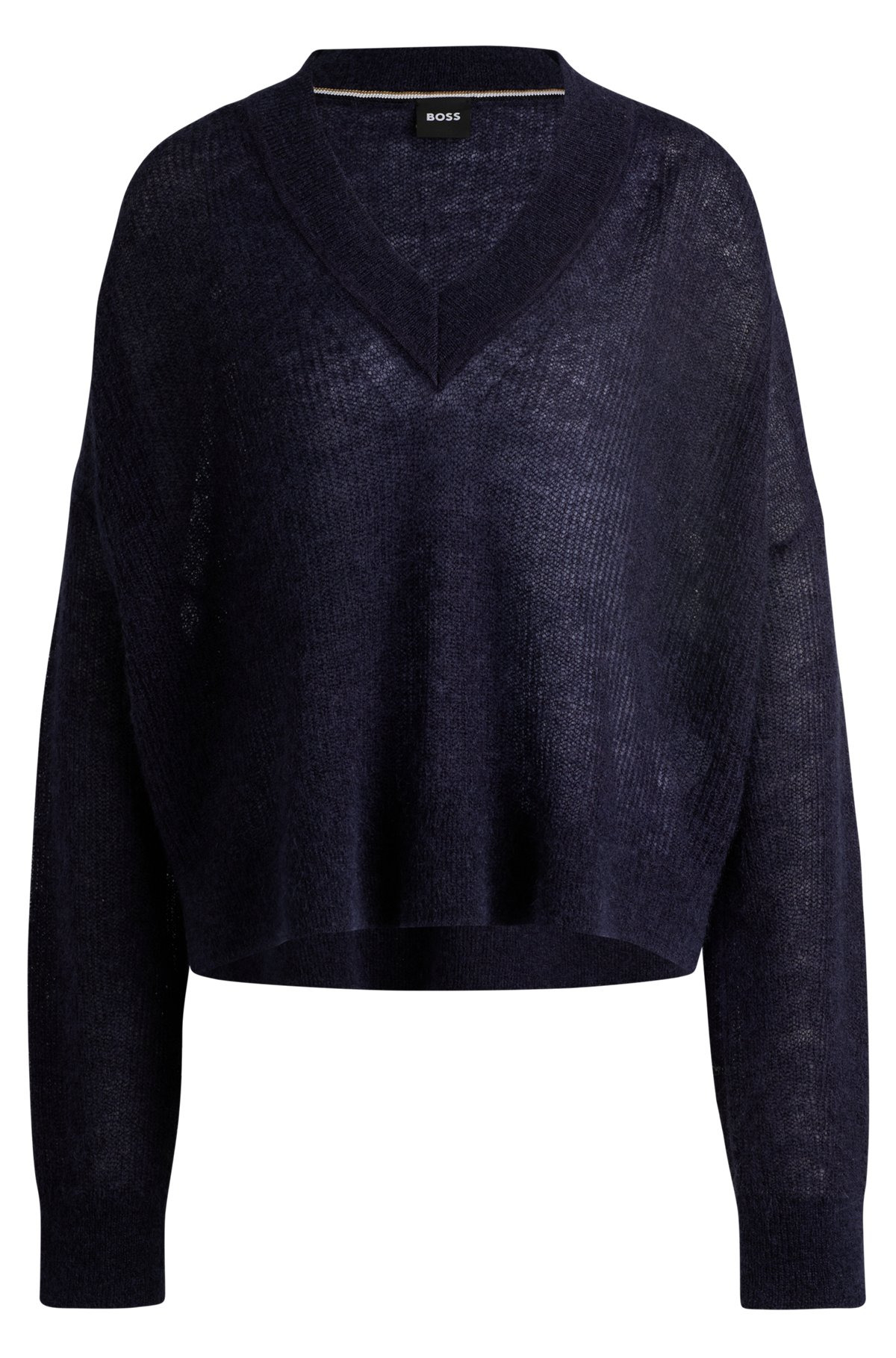 V-NECK SWEATER WITH MELANGE EFFECT - 1