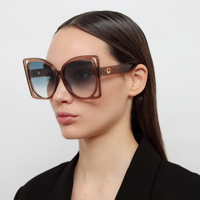 LINDA FARROW Astra Sunglasses in Brown outlook