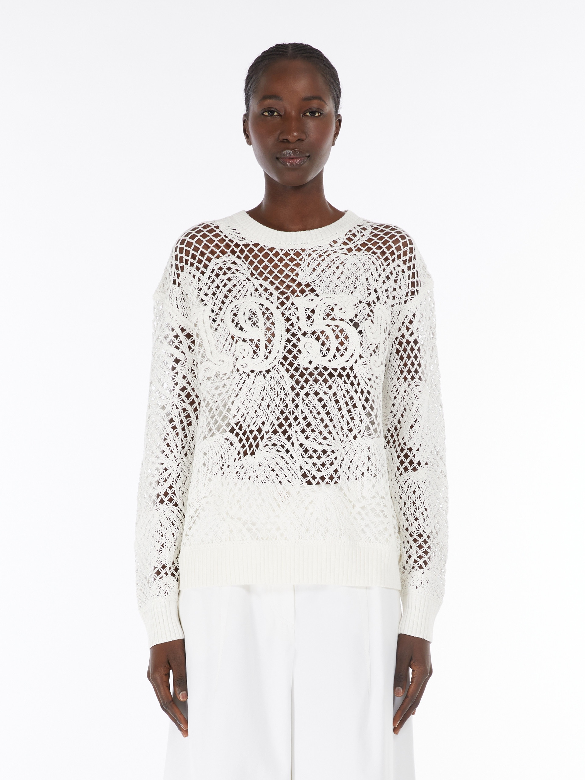 MAXMARA テハトクロッフトトラウサ LINCE2411131072600 041 Max Mara Embroidered cotton top | tessabit | REVERSIBLE