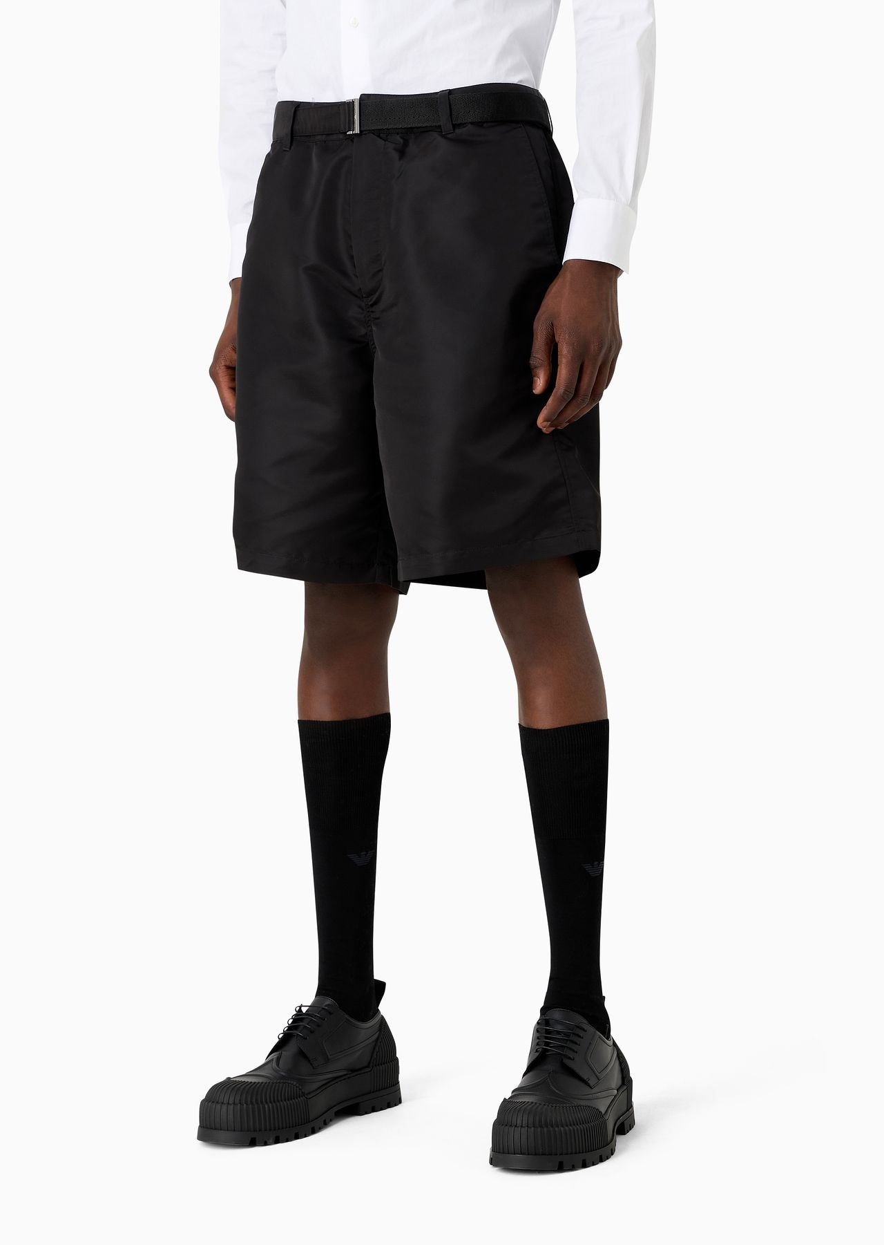 Belted Bermuda shorts in smooth, shiny nylon - 2