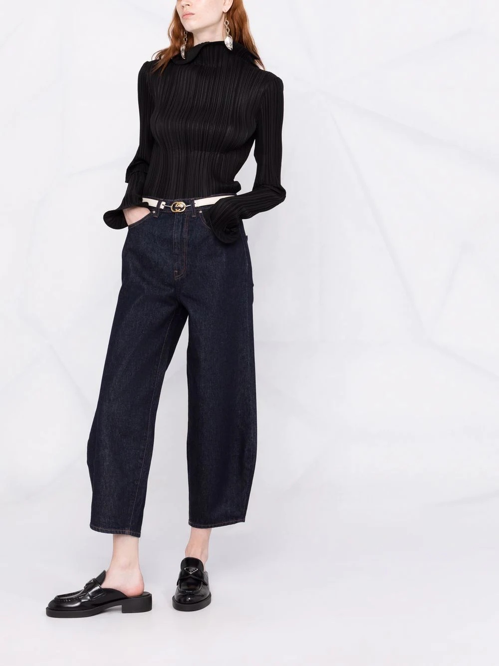 tapered cropped jeans - 6