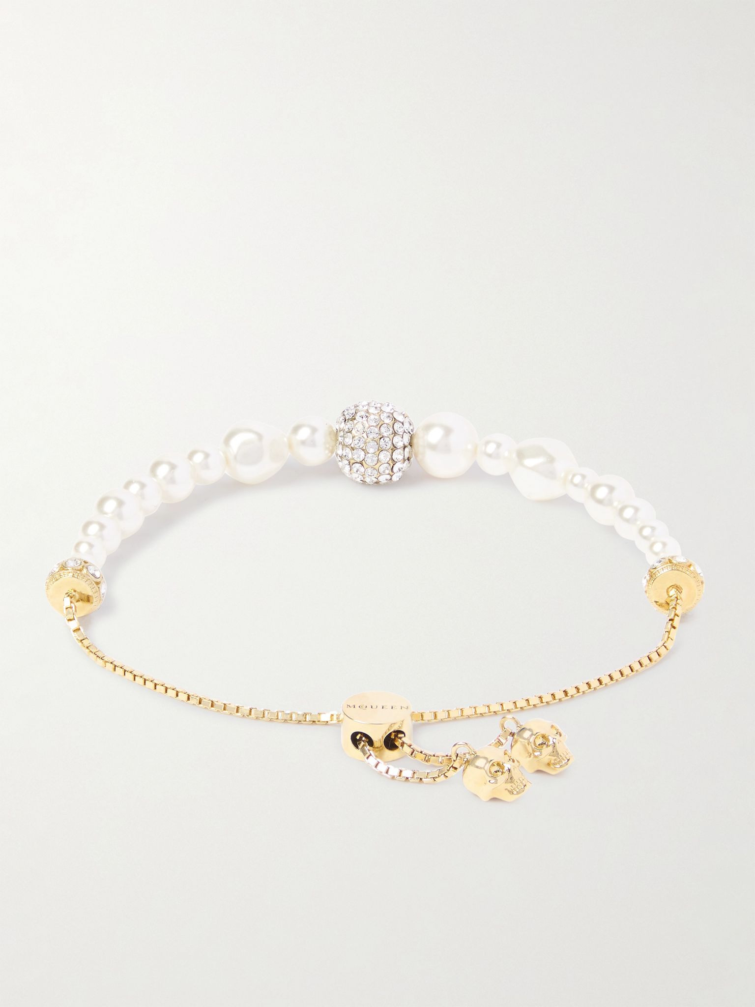 Gold-tone, crystal and faux pearl bracelet White - 3