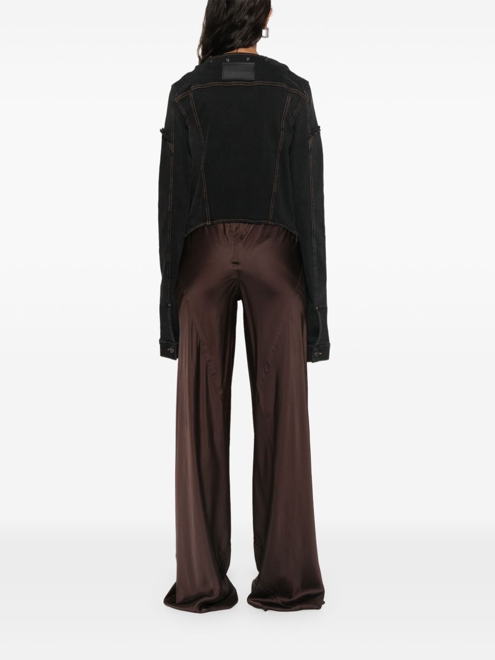 draped collar denim jacket - 4