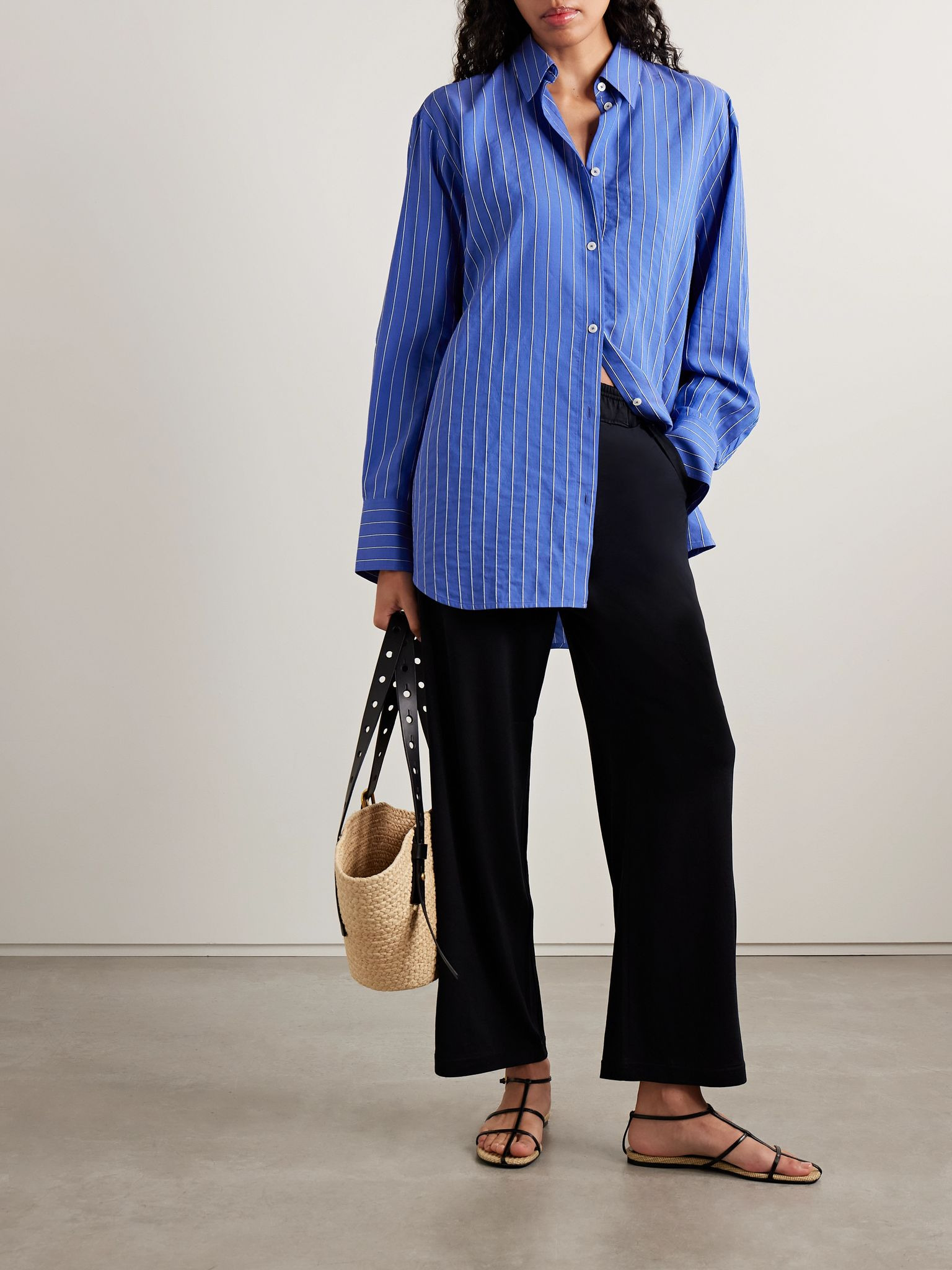 Pinstriped poplin shirt Cobalt blue - 2