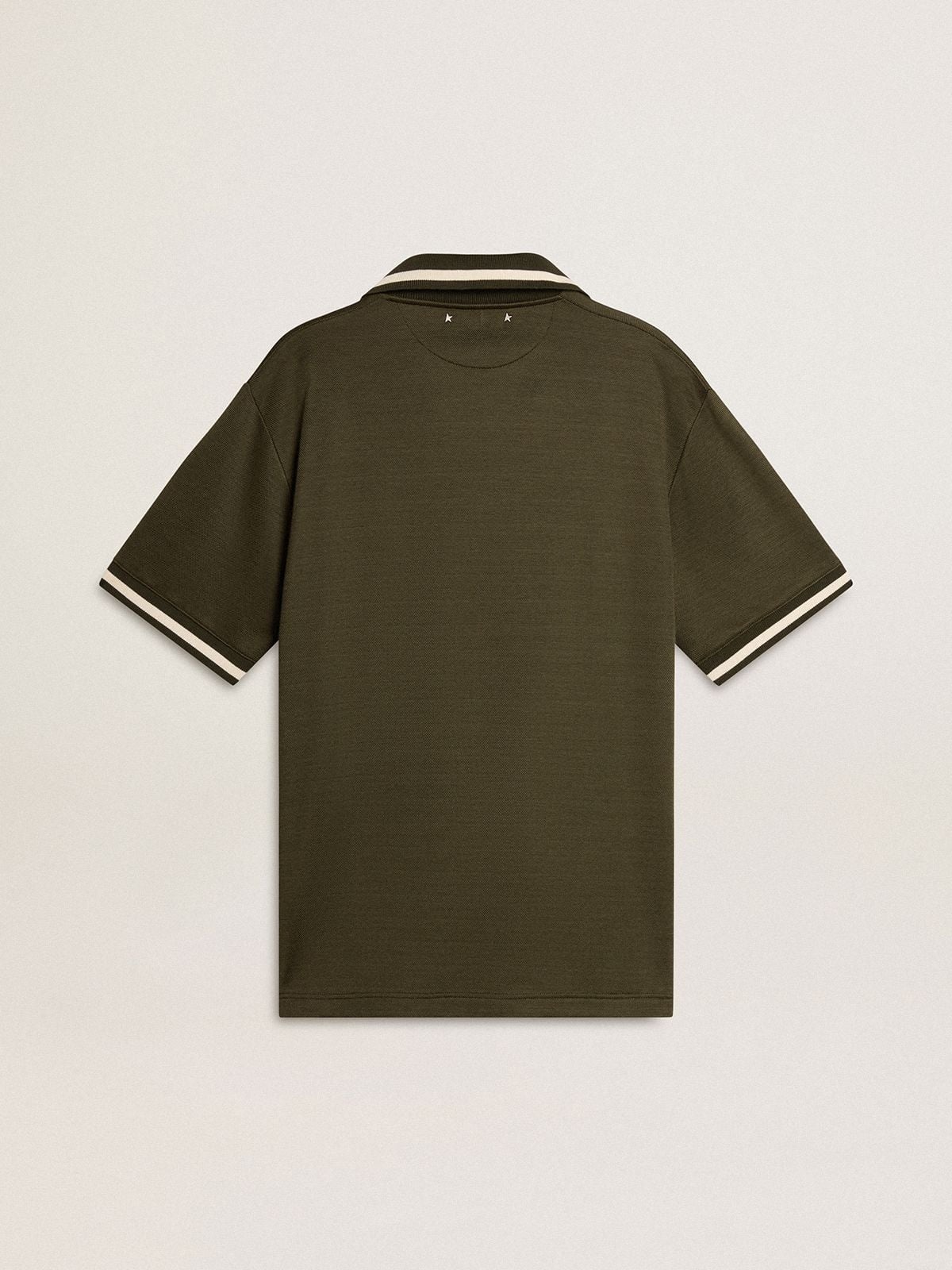 Men's military-green jersey polo with embroidery - 6