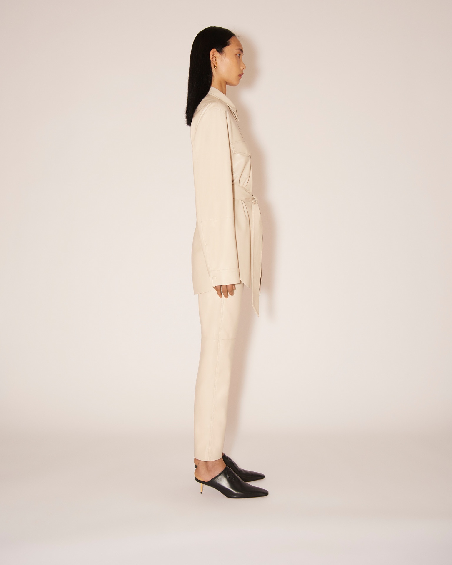 ARTHA - Vegan leather shirt - Creme - 3
