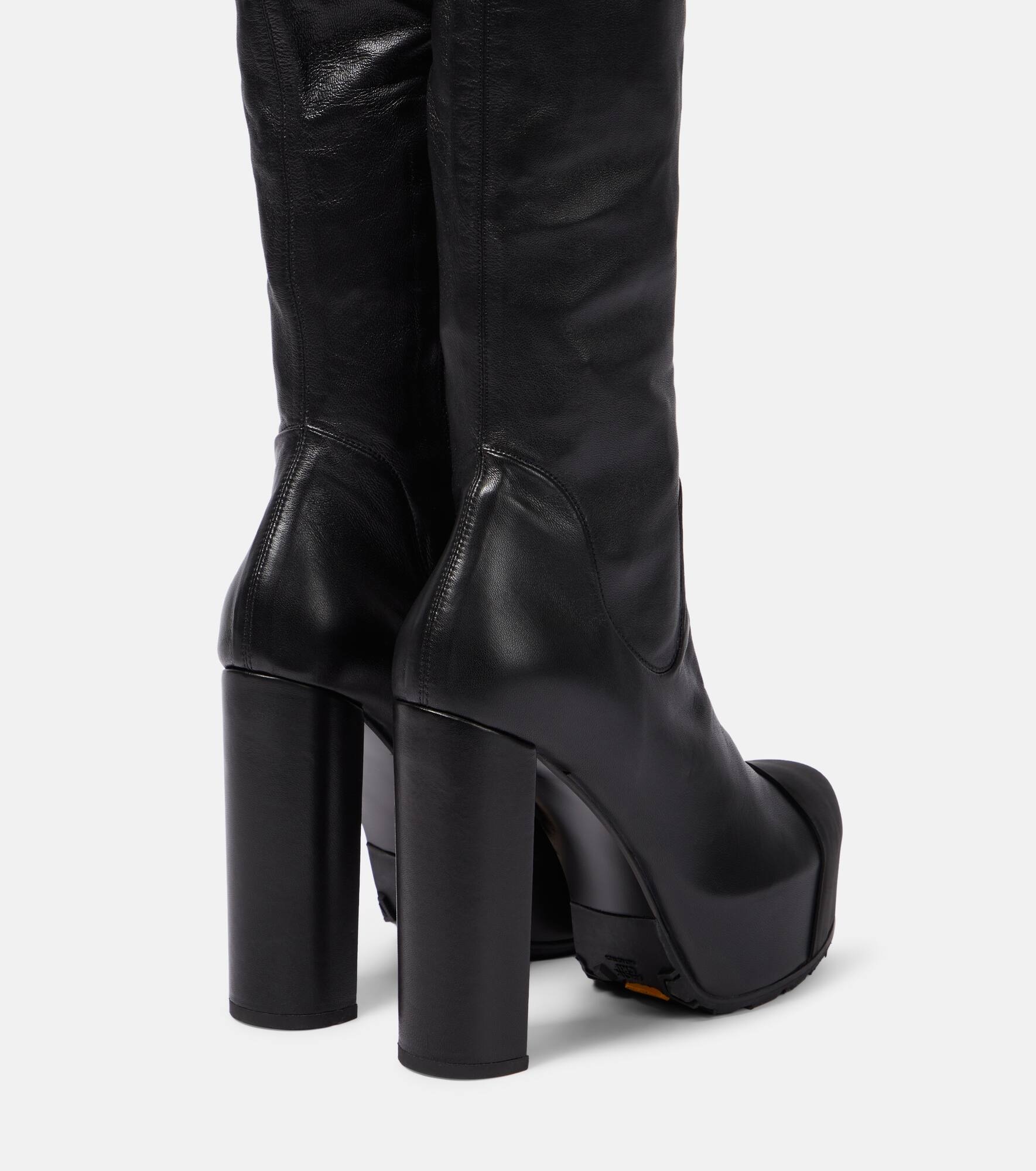 Leather platform knee-high boots - 3