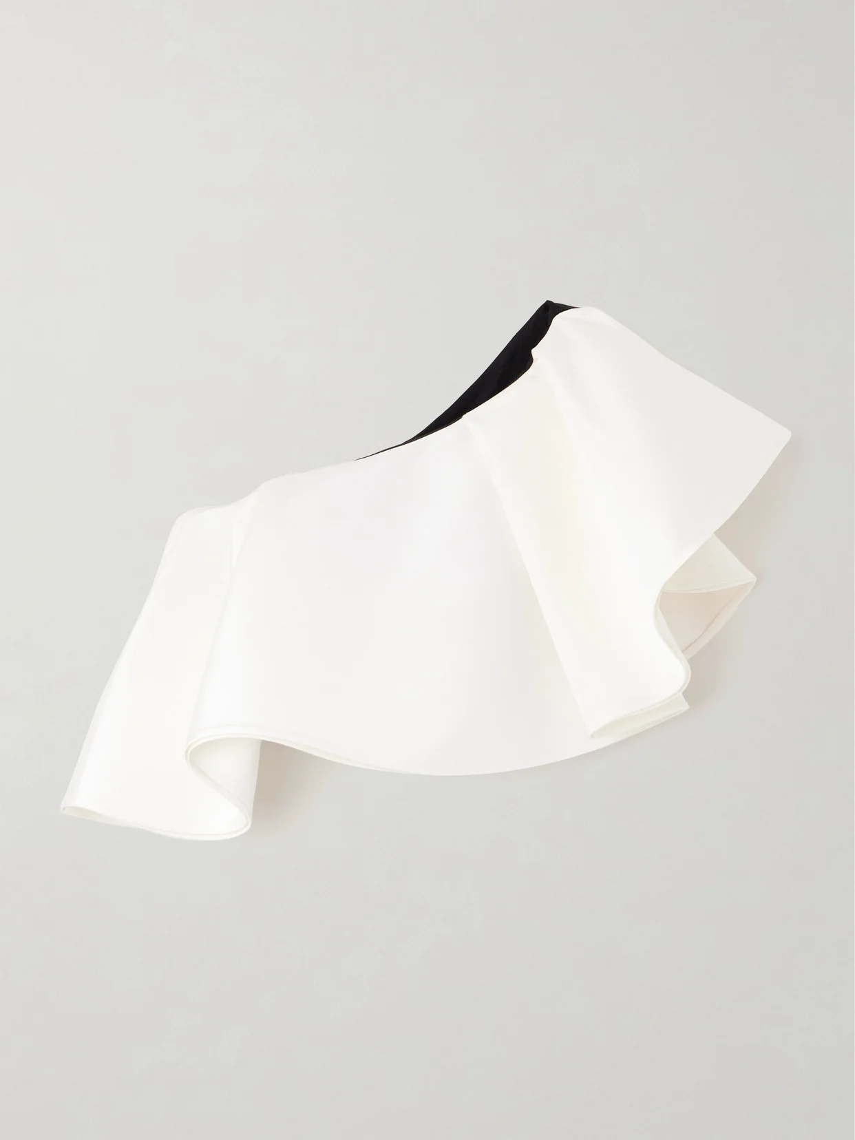 Cropped One-shoulder Ruffled Silk-faille Top - 1