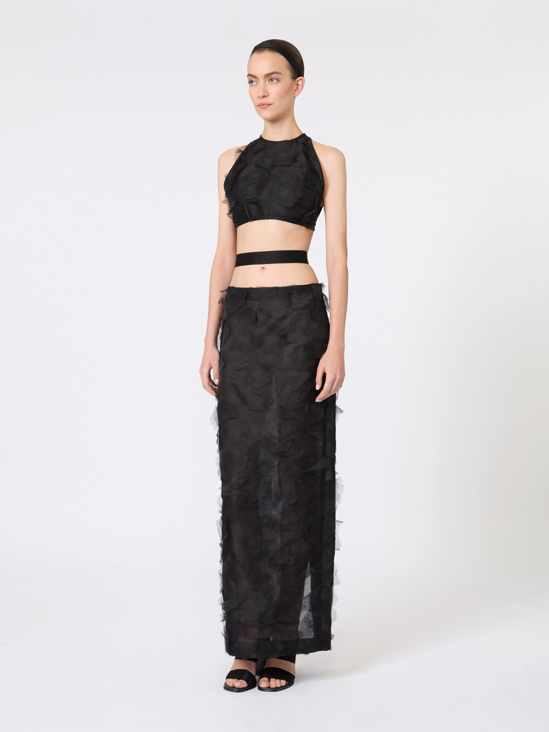 Max Mara FUMETTO Crop top in silk fil coupé jacquard - BLACK outlook