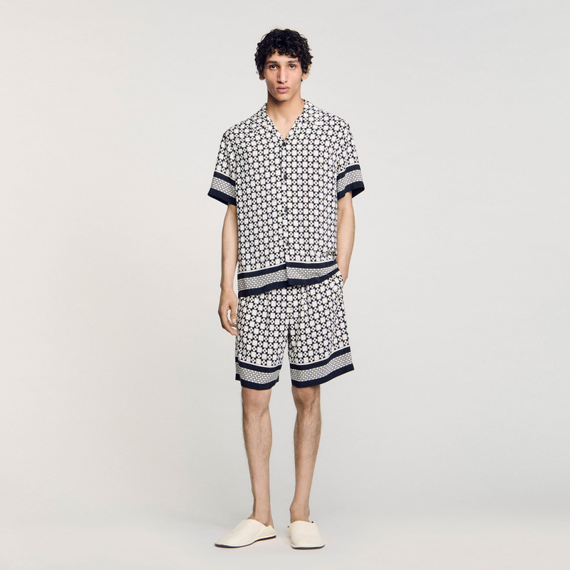 Sandro SQUARE CROSS MOTIF FLOWING SHIRT outlook
