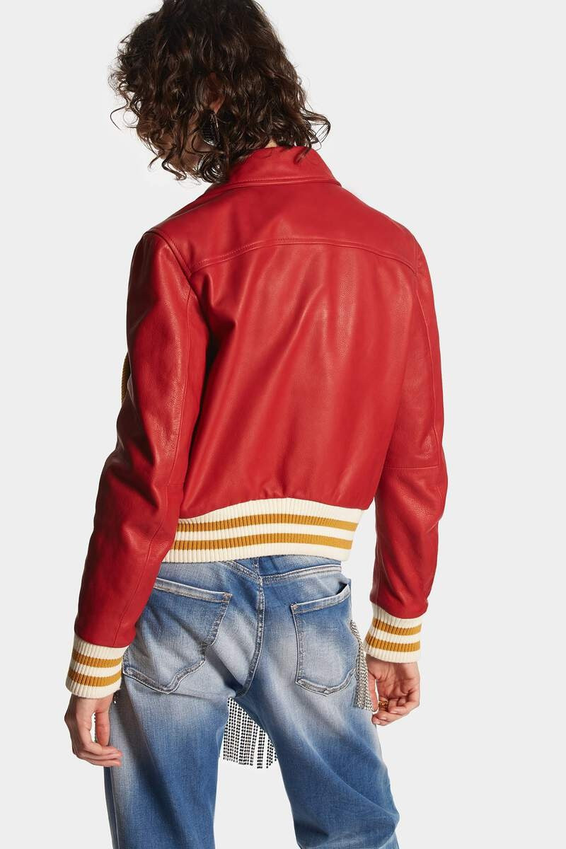 SIGNATURE VARSITY LEATHER BOMBER 4
