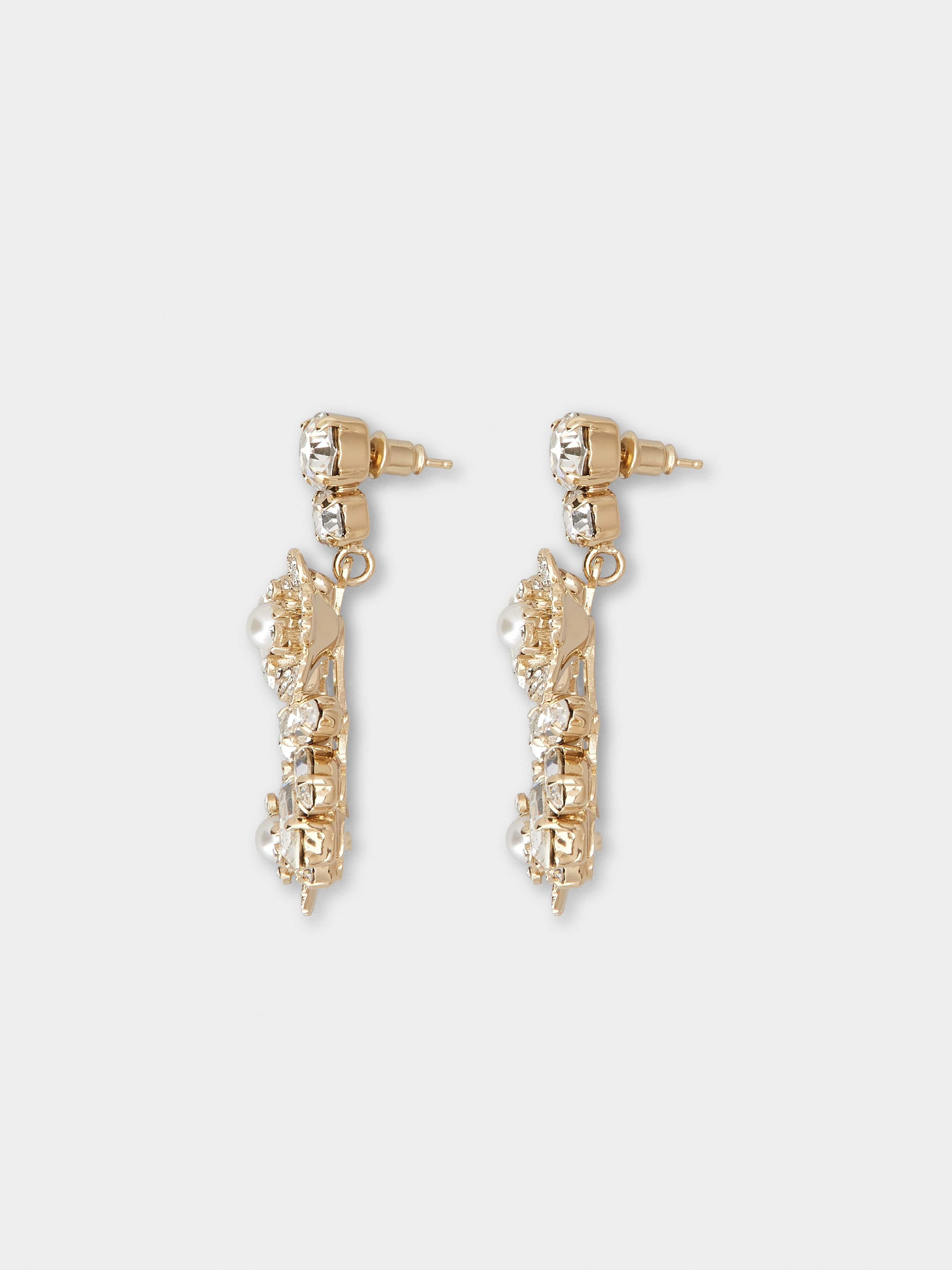 RV Bouquet Strass Pearl Earrings in Metal - 3